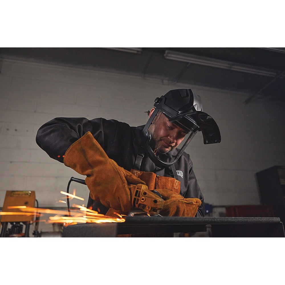 Ironton Face Shield, #8 Shade, Black, Flip-Up Visor