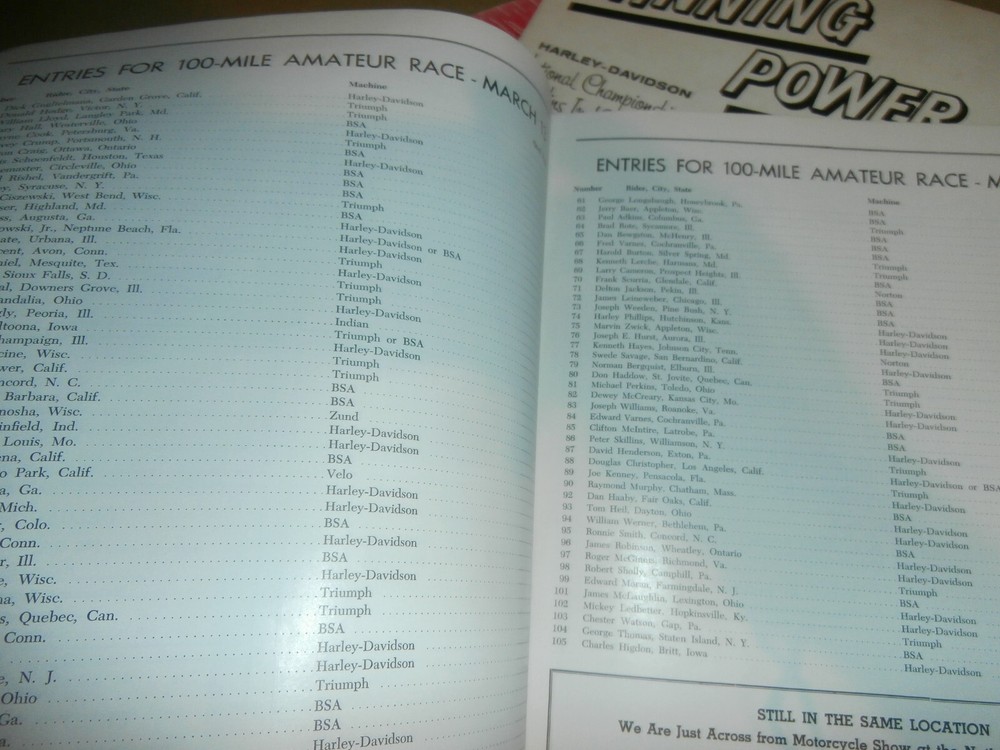 1964 Daytona Motorcycle Classics Races Program