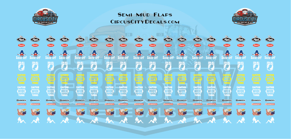 Semi Mud Flap Decal Set 1:87 Scale