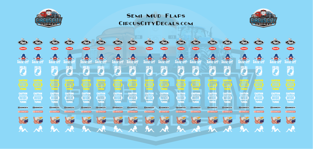 Semi Mud Flap Decal Set 1:87 Scale
