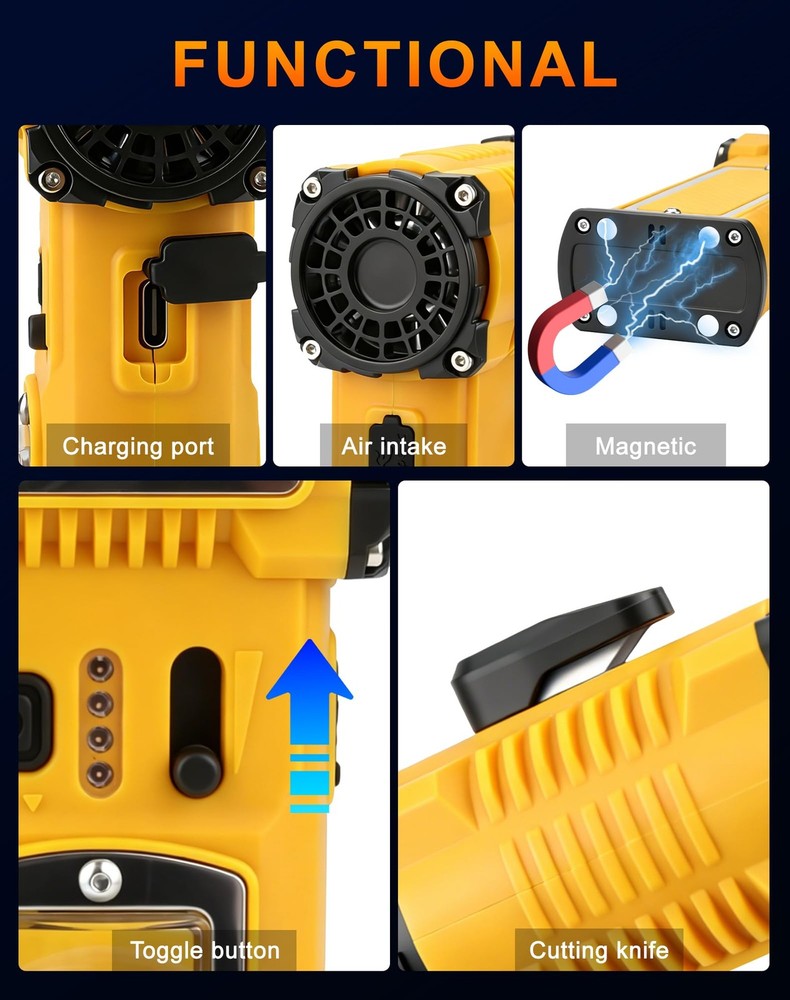 Compressed Duster, 110000RPM Duster, 2-Gear Adjustable Mini Blower with Light...