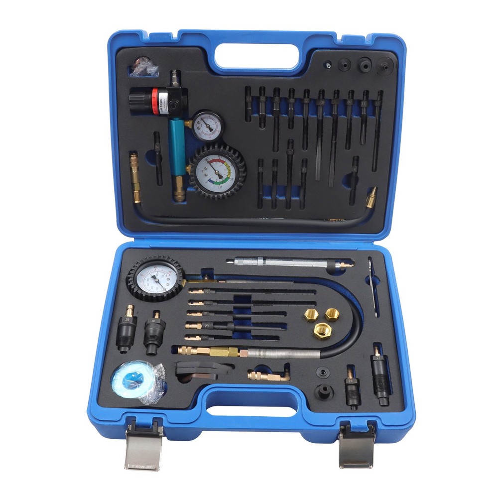 46PCS Petrol Diesel Engine Compression tester car Cylinder Leak Down Tester Kit