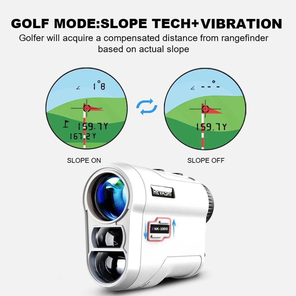 Rechargeable Golf Laser Rangefinder - Slope Function, Pin Lock, Vibration Alert