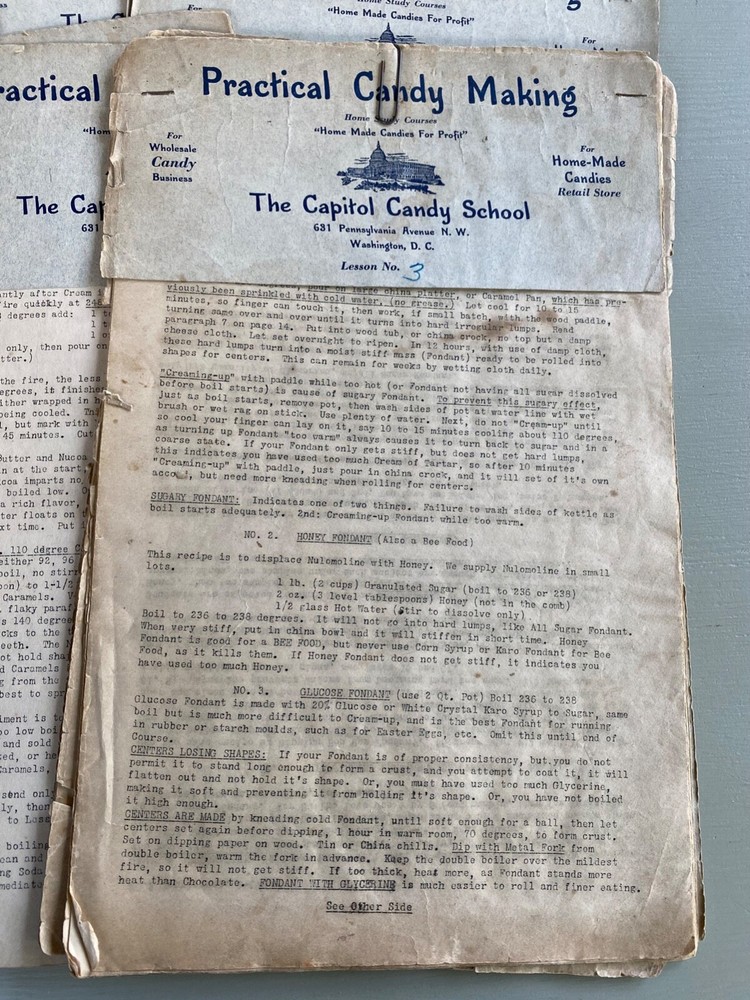 Antique PRACTICAL CANDY MAKING The Capitol Candy School Lessons Recipes Vintage