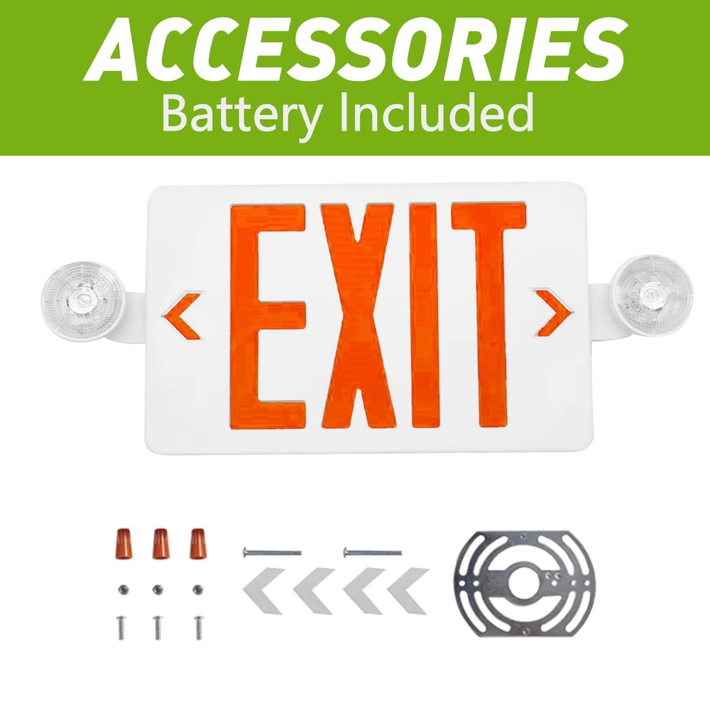 Red Exit Sign with Lights，Adjustable Head Exit Lights with Battery Backup, Du...