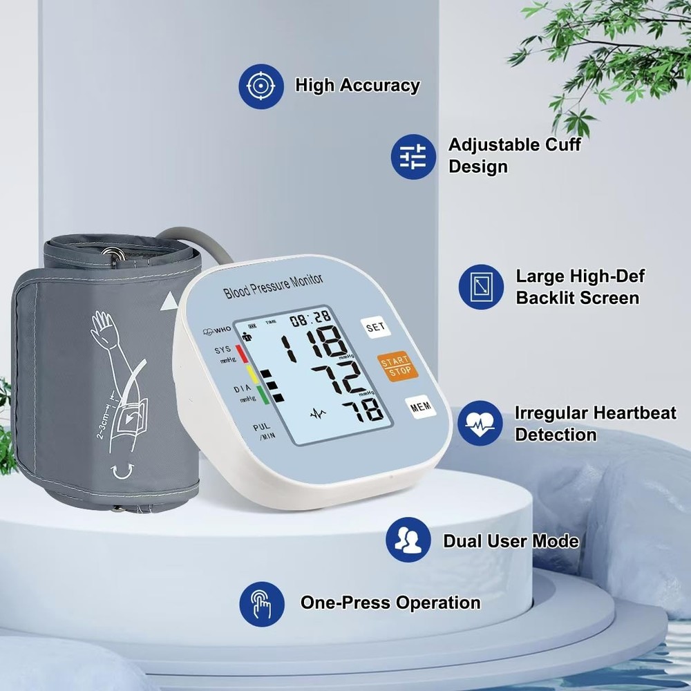 Blood Pressure Monitors for Home Use, Medium, Light Blue