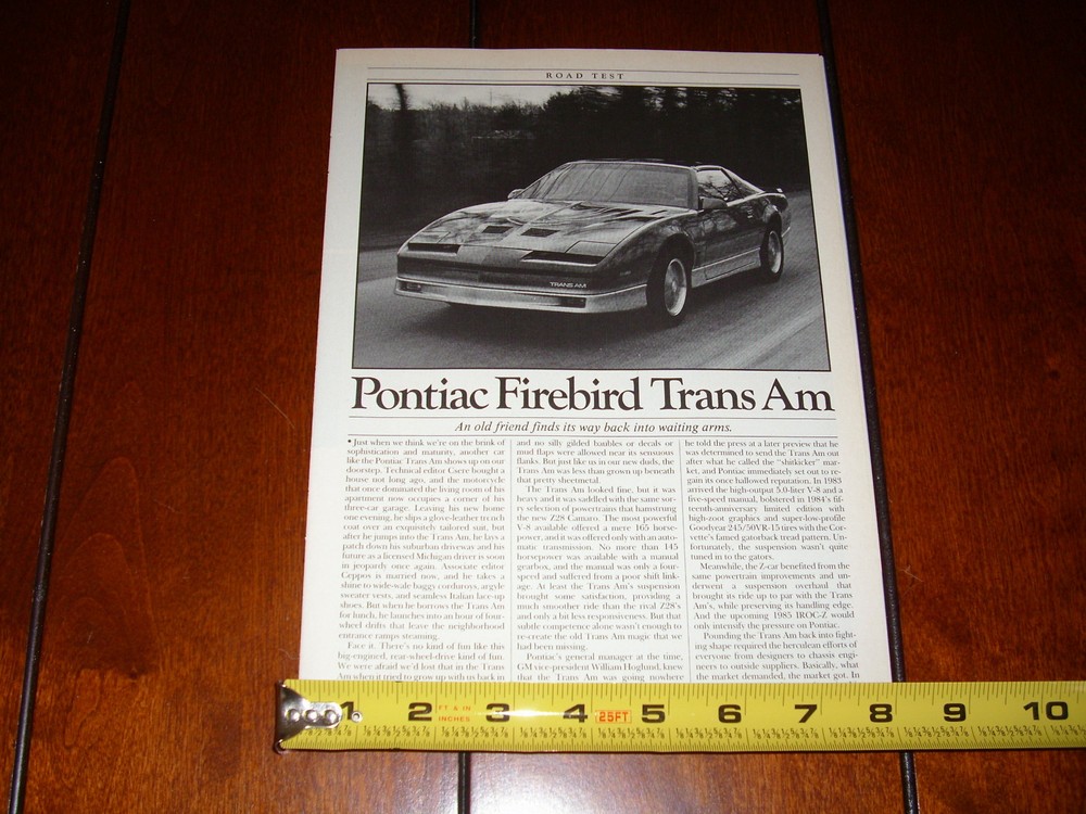 1985 PONTIAC TRANS AM ORIGINAL ARTICLE