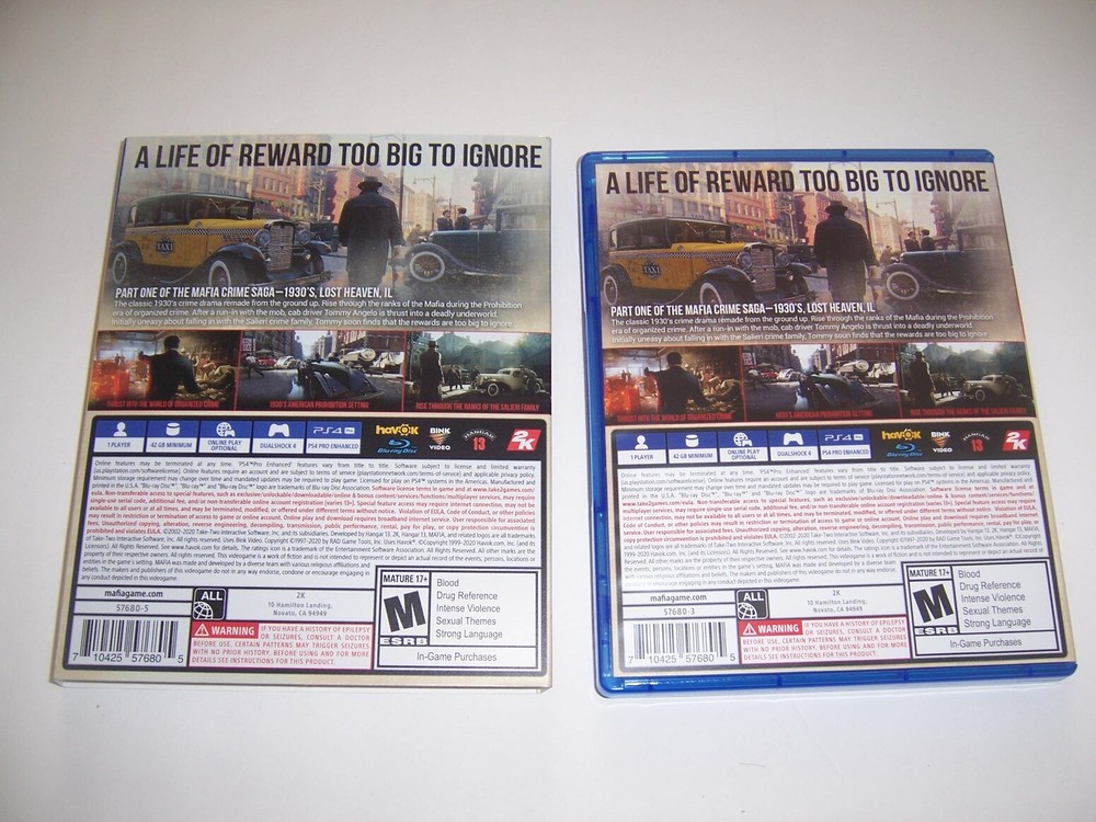 Replacement Box Case MAFIA DEFINITIVE EDITION w/SLEEVE PS4 ORIGINAL NO DISC