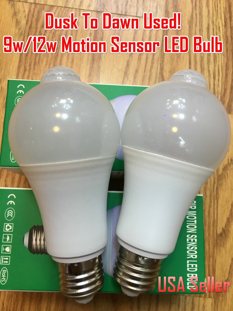 Indoor/Outdoor Motion Sensor Light Bulb Motion Activated LED Dusk to Dawn 9W 12W