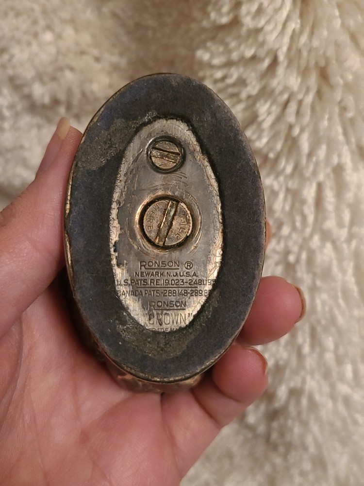 Vintage Ronson Crown Silver Plated Table Top Lighter
