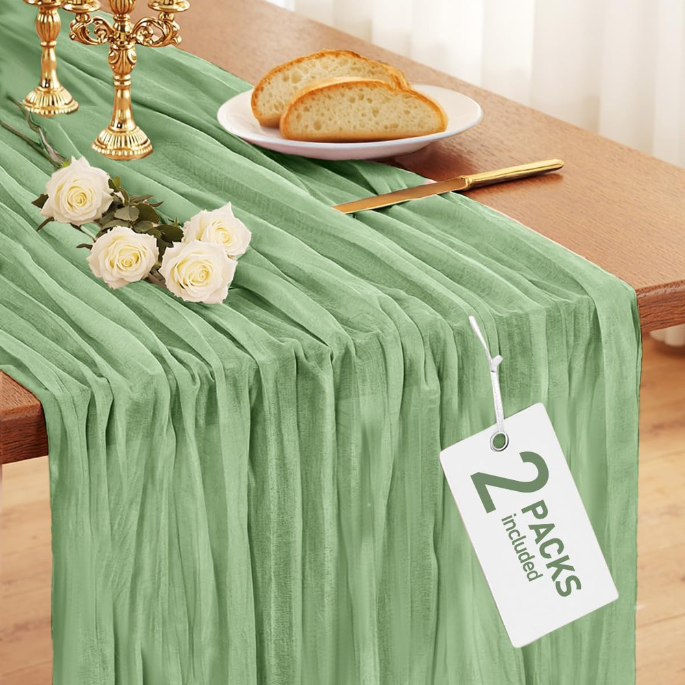 Pureegg 2-Pack Cheese Cloths Table Runner, 120'' Boho Table Cloth Decorations fo
