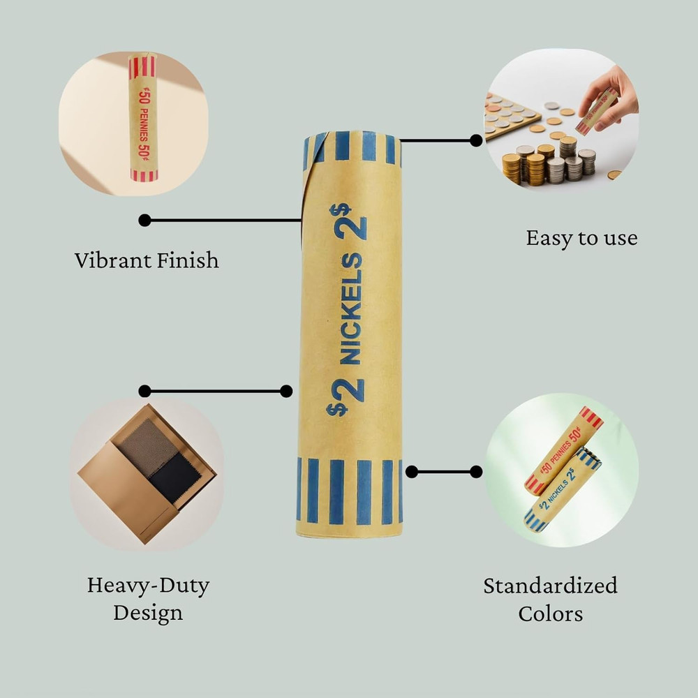 Coin Wrappers Assorted Paper Rolls 110PCS