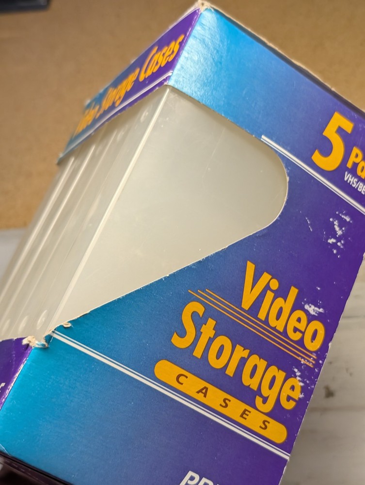 PRIDE VHS Beta Video Storage Cases 5-Pak Clear Plastic Hard Shell NEW Box