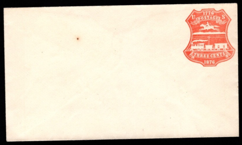 SC# U218, Horse and Train, 3 cent, red stamp on white envelope, back flap open
