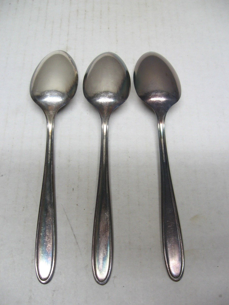 3 Solid Serving Spoons Oneida Community Plate Grosvenor 1921