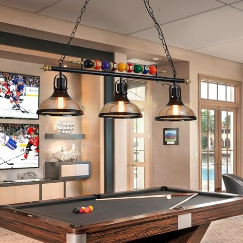 7'-8' Hanging Pool Table Light Billiard Pendant Light Adjustable Light, Retro