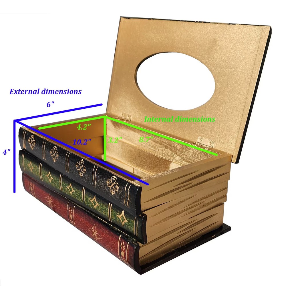 Classical Wooden Antique Book Tissue Box Cover Rectangular Tissue box(black-top)