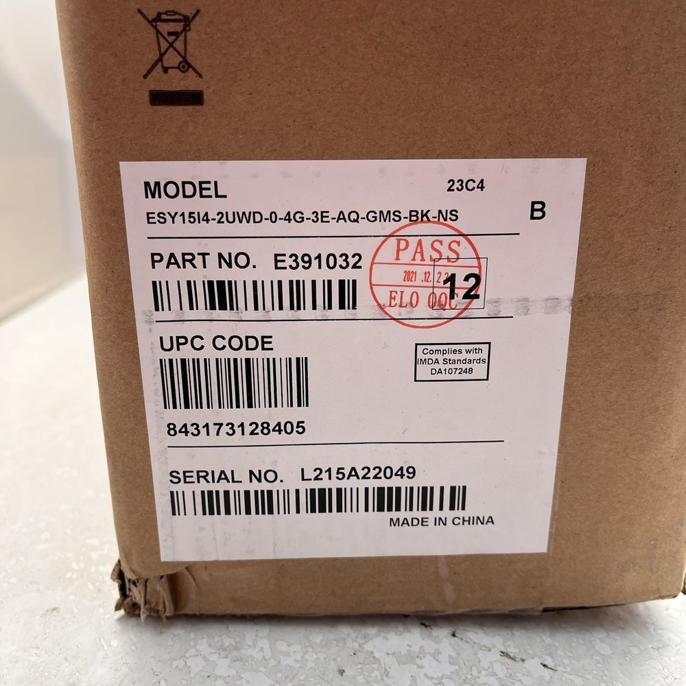 New Open Box Elo Touch Solutions ESY15I4 Touchscreen Android Display
