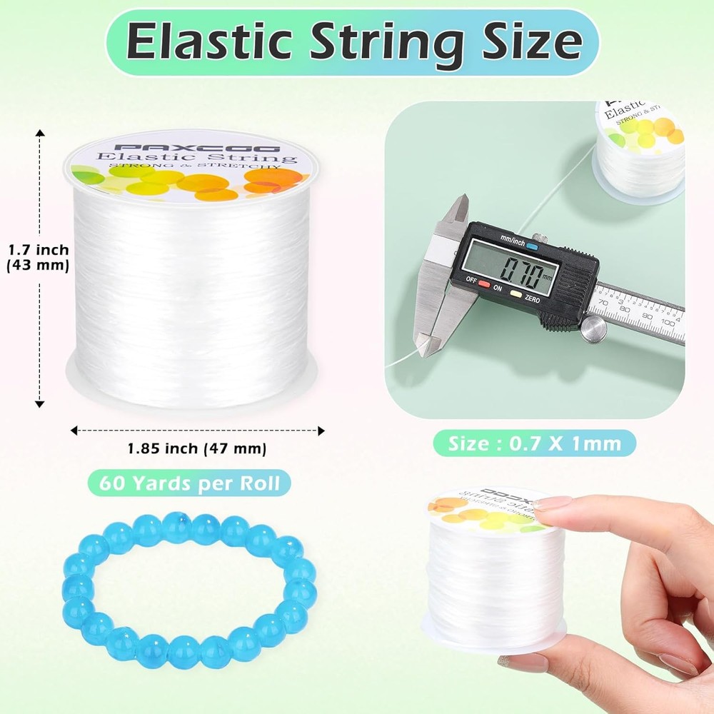 2 Rolls Elastic String for Bracelets, Stretch Magic Elastic String Bead Cord