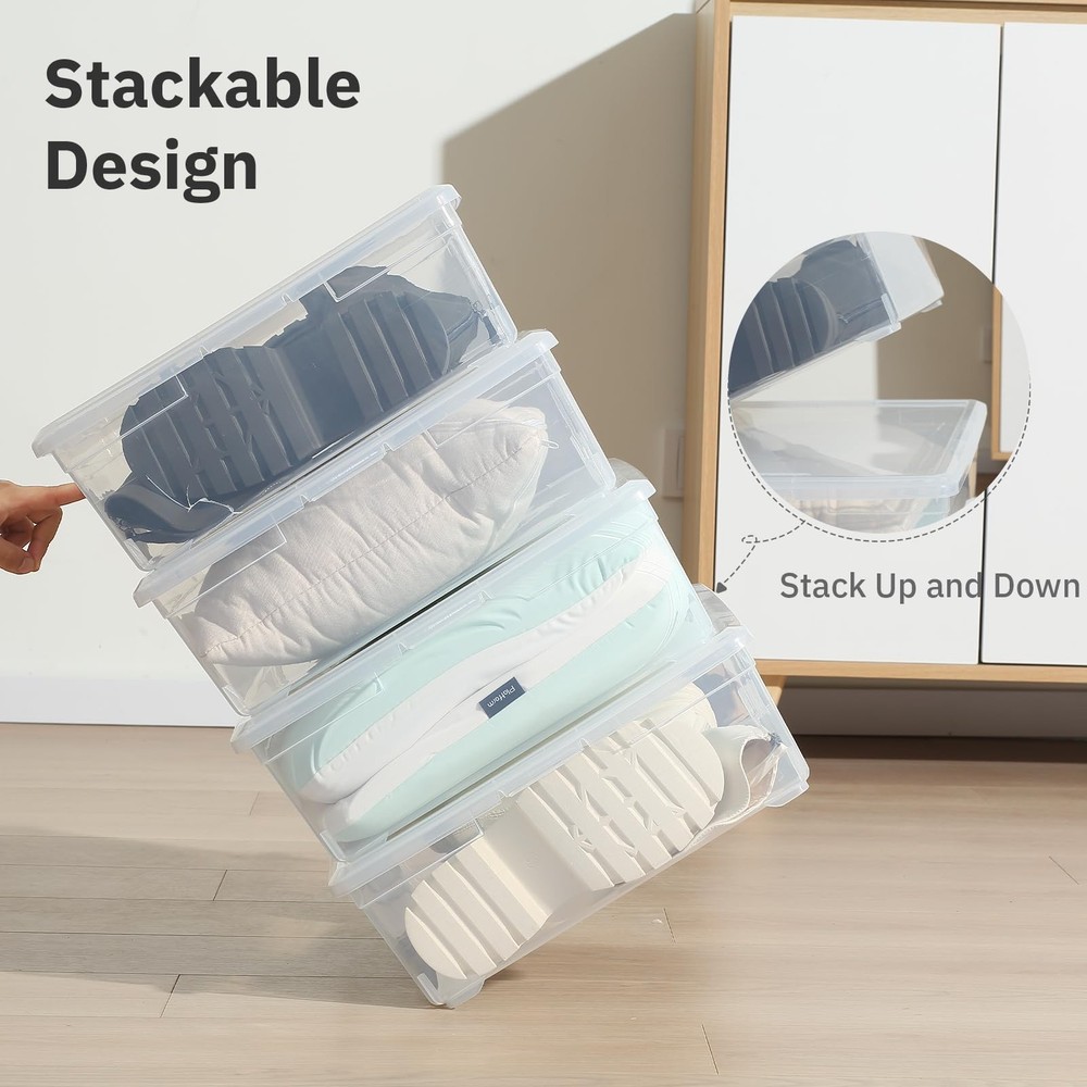 novelinks 6 QT Clear Storage Box Stackable Plastic 6 Qt - 12 Pack