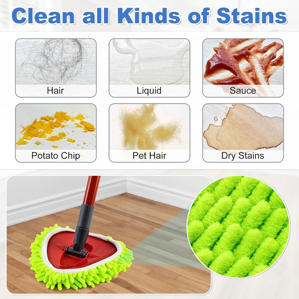 6 Pack Microfiber Chenille Mop Head Refill Compatible with EasyWring Spin Mop 1