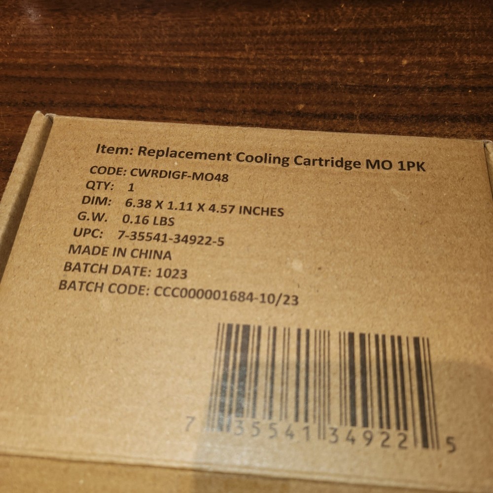 Replacement Water Tank Cooling Cartridge 6.38”X1.11X4.57” CWRDIGF-MO48 Chillwell