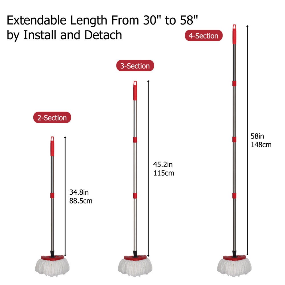 Spinning Mop Pole Handle Replacement 360° Rotating without Microfiber Mop Heads