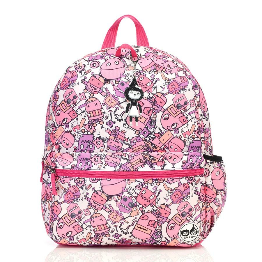 Zip and Zoe Junior Backpack Robots Pink