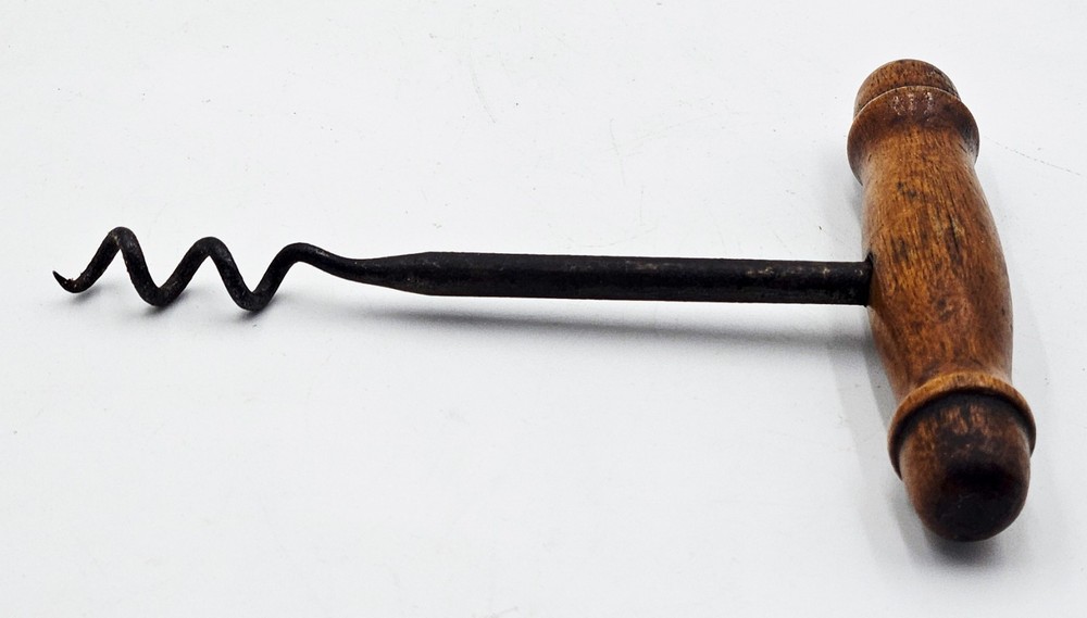 Antique Corkscrew Turned Wood Handle