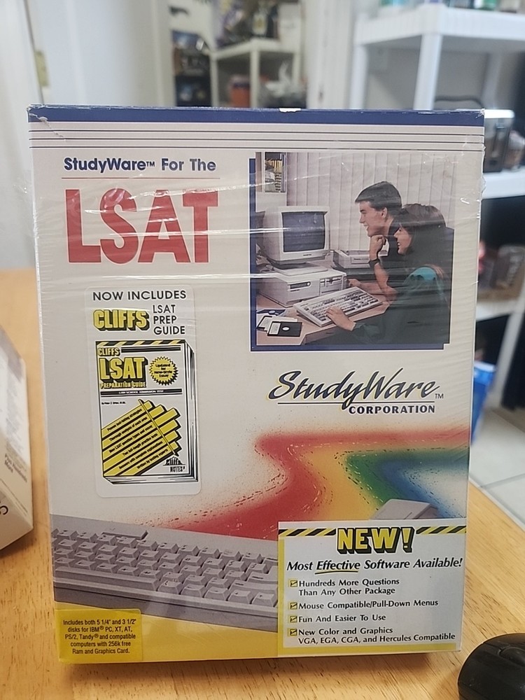 Vintage Cliff Notes LSAT Prep Guide Study Ware Computer Software For IBM PC, XT