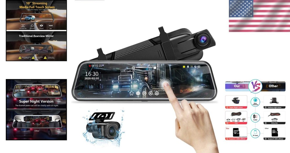 IPS Touch Screen Backup Camera 33ft Cable