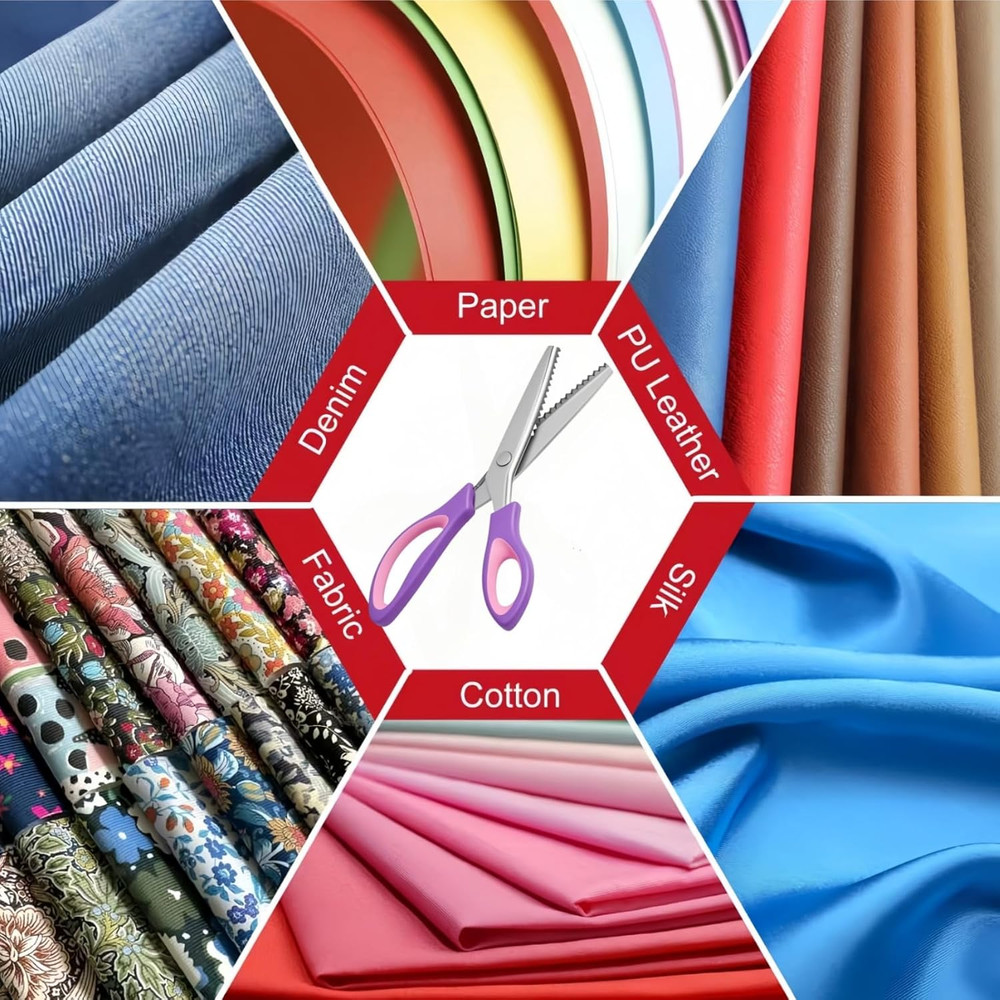 Pinking Shears， Zig Zag Scissors for Fabric，Pinking Shears for Fabric Cutting,Pr