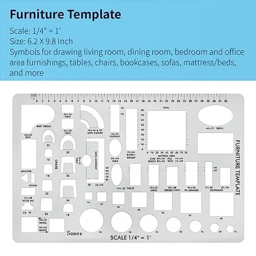3 Pack Architectural Templates Drafting Tools House Interior Design Template