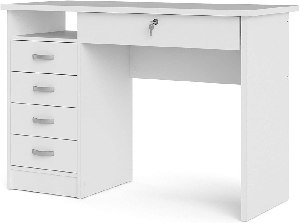 Rectangular White 5 Drawer Writing Desk with Locking Feature **NICE L@@K**