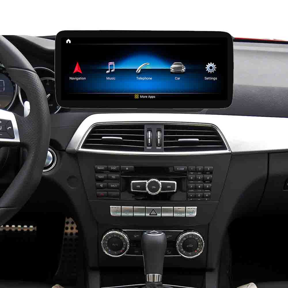 12.3'' Touch Screen Display Android 14 CarPlay For Mercedes C Class W204 NTG4.5