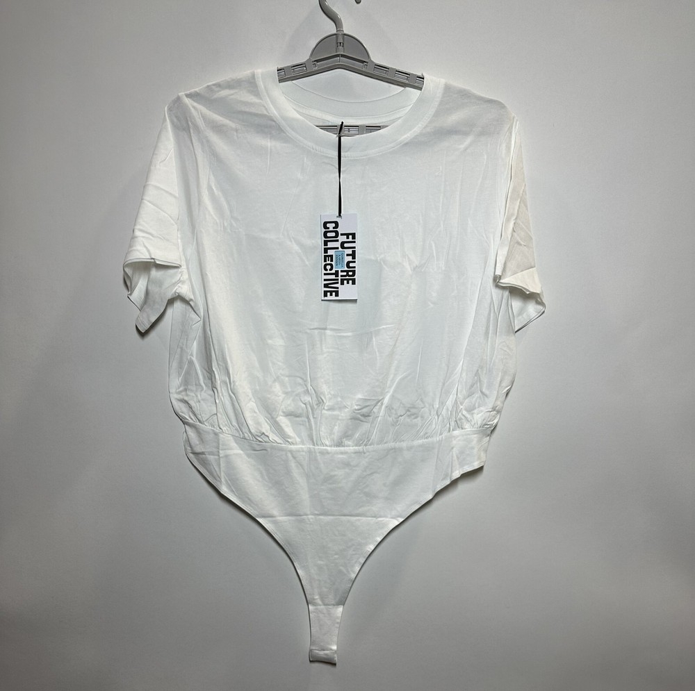 Women's Short Sleeve Everyday Basic Bodysuit - Future Collective White XXL