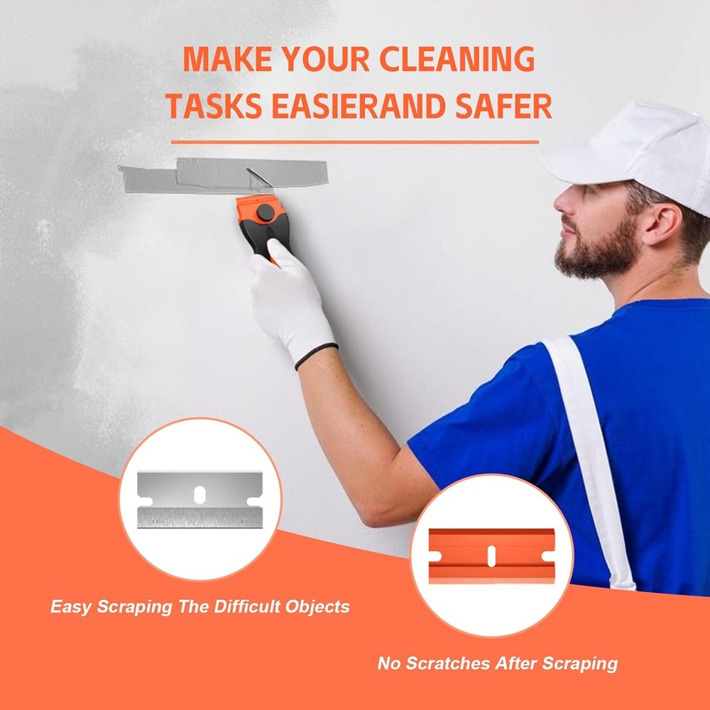 3 Pack Razor Blade Scraper, Plastic Razor Blade Scraper, Scraper Tool with Extra