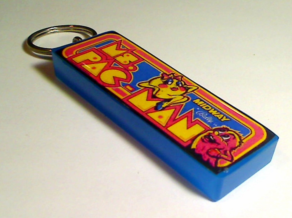 Ms.Pac-Man Arcade Marquee Coin Door accessory Keychain