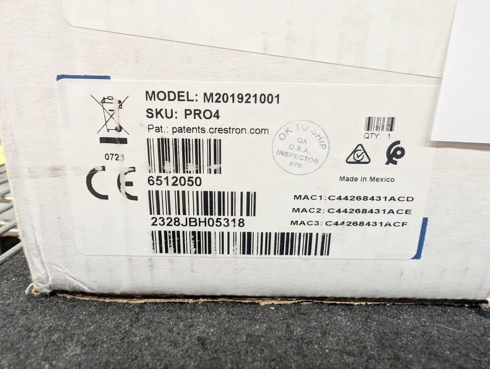 New, Crestron, M201921001, 4-Series Control System (PRO4)