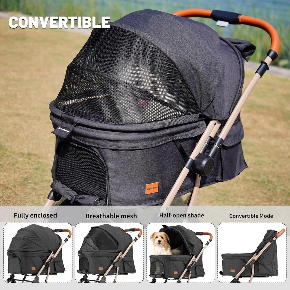 EchoSmile Small Medium Dogs Stroller 4-Wheel Pet Strollers for Medium #2154E T6