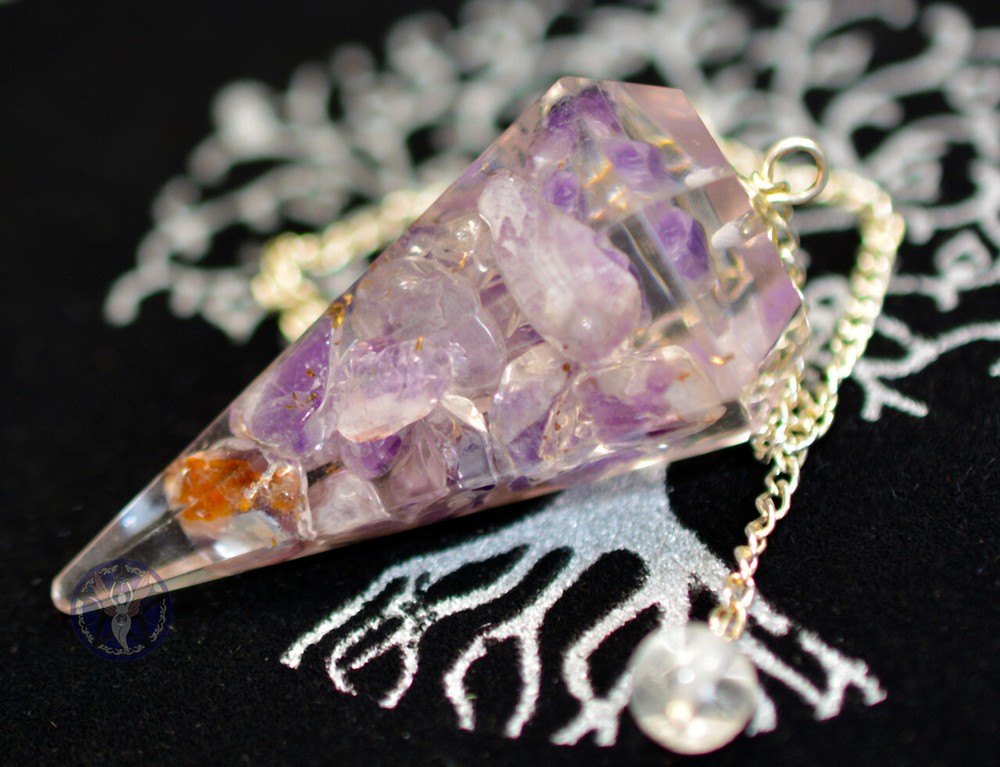 Amethyst Orgonite Pendulum Dowsing Divination, Decision Making Psychic Reading