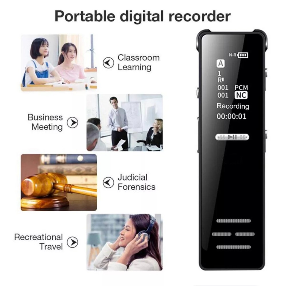 8-Core DSP Recorder - 1200Min Voice Activated Device with OLED Screen 1PCS