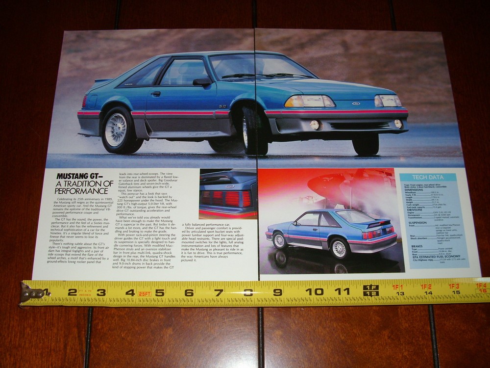 1989 MUSTANG GT 5.0 - ORIGINAL 2 PAGE AD