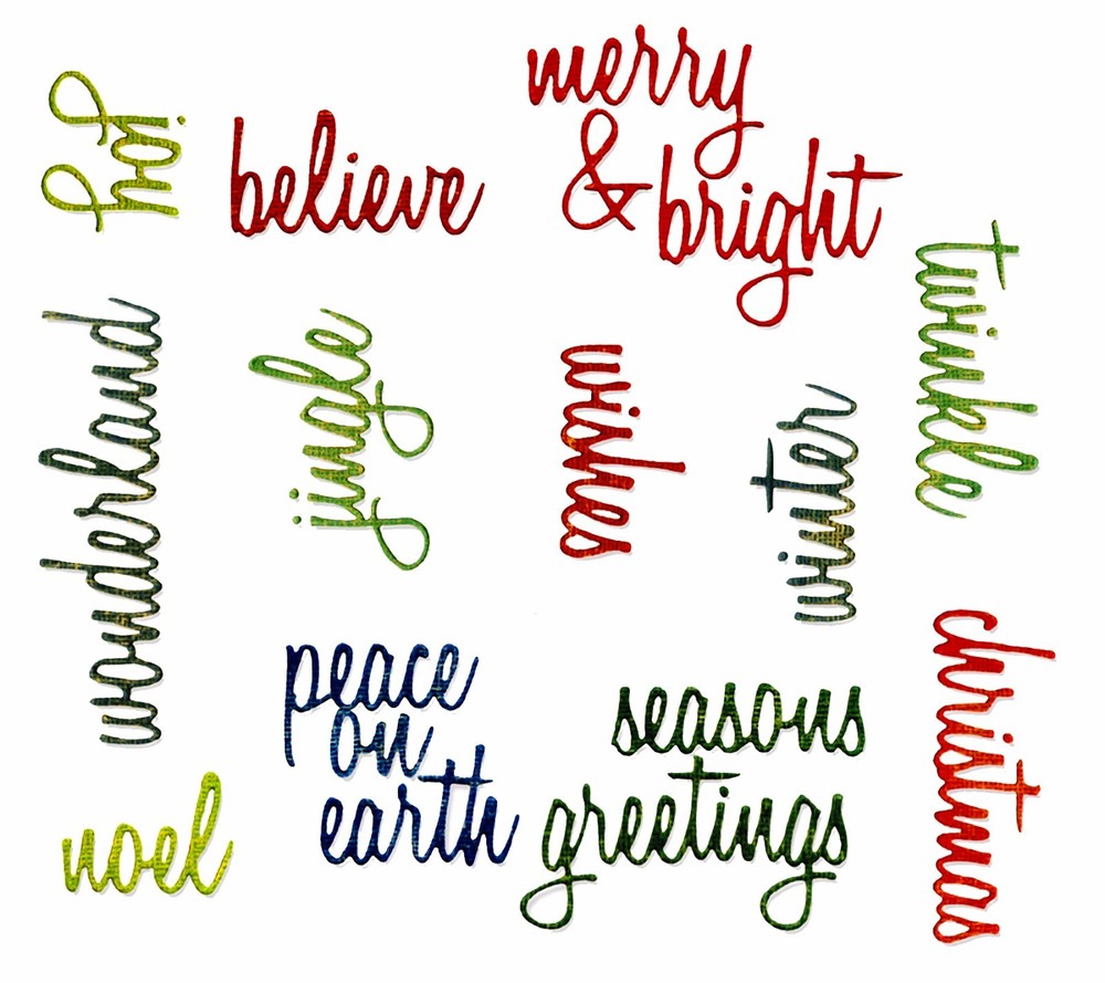 Sizzix Thinlits Holiday Words: Script 17-die set #660058 Retail $22.99 Tim Holtz