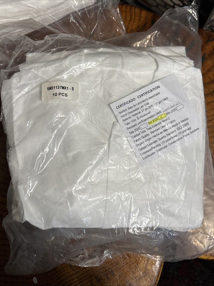 Collaborative Promo Solutions Disposable Lab Coats, 10 Pack Small, Level 2