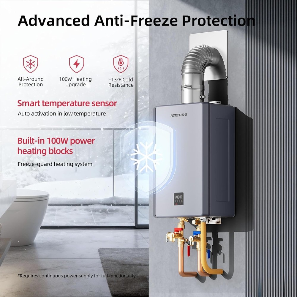 MIZUDO 199k BTU Tankless Water Heater Natural Gas Smart WiFi Max 10.3 GPM
