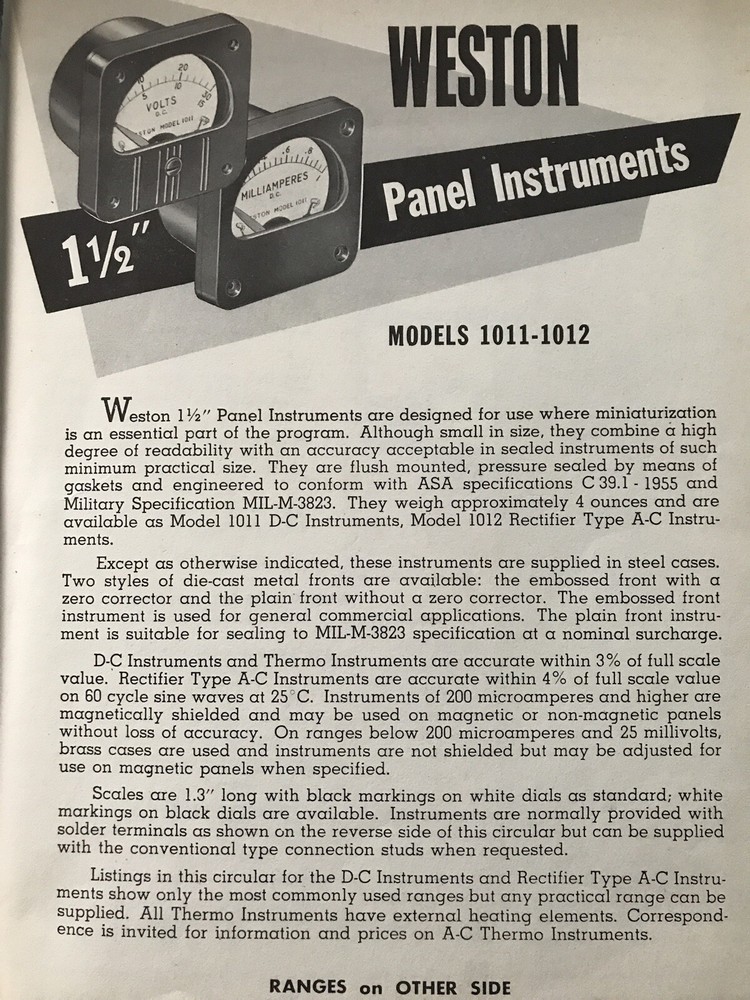 Weston Instruments Binder w/ Panel Instruments Meters Bulletins & Booklets