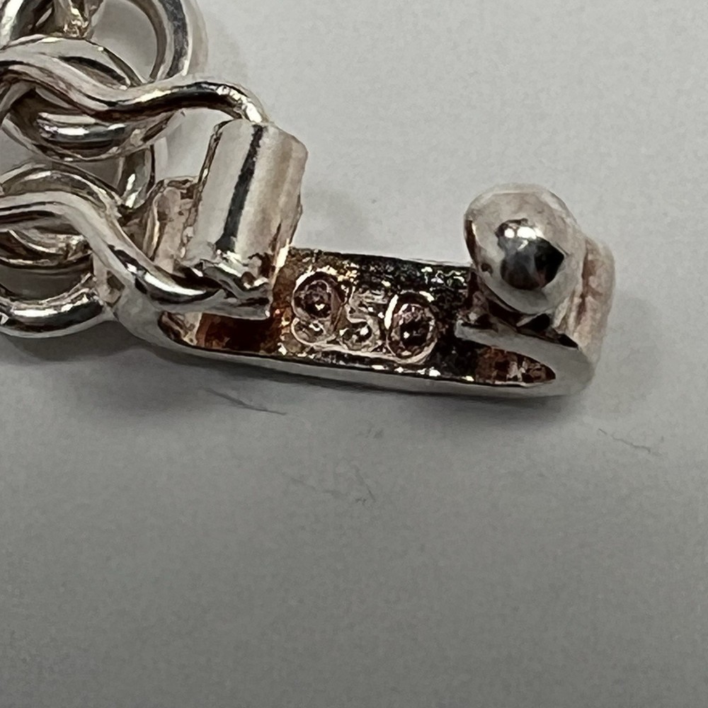 Peruvian 925 Sterling Silver Multi Gemstone Link Bracelet