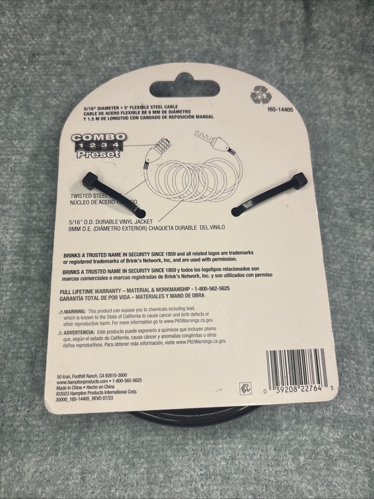 Brinks Combo Preset Standard Security 165-14405
