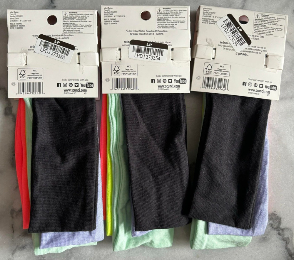 3 Scunci Elevated Basics 2 Inch Wide Multicolor Headwraps 5 Headbands Ea